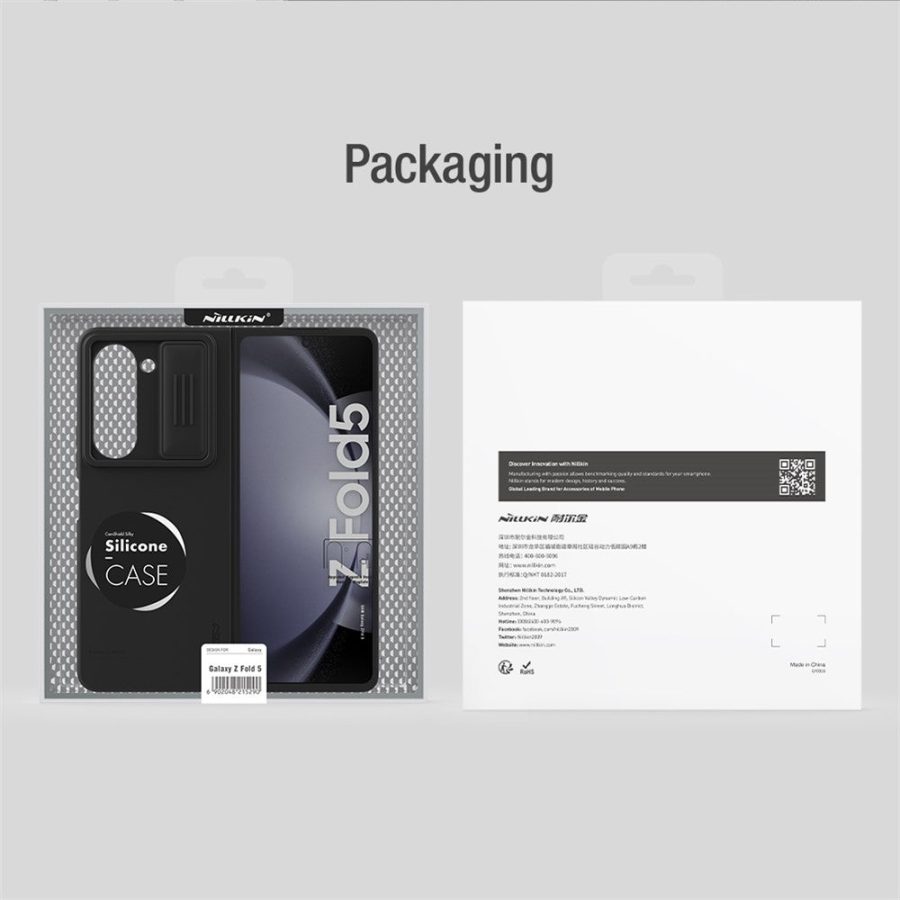 660154295B-11 NILLKIN For Samsung Galaxy Z Fold5 Case Dual Layer Shockproof Hard PC Soft Silicone Phone Cover with Slide Camera Lens