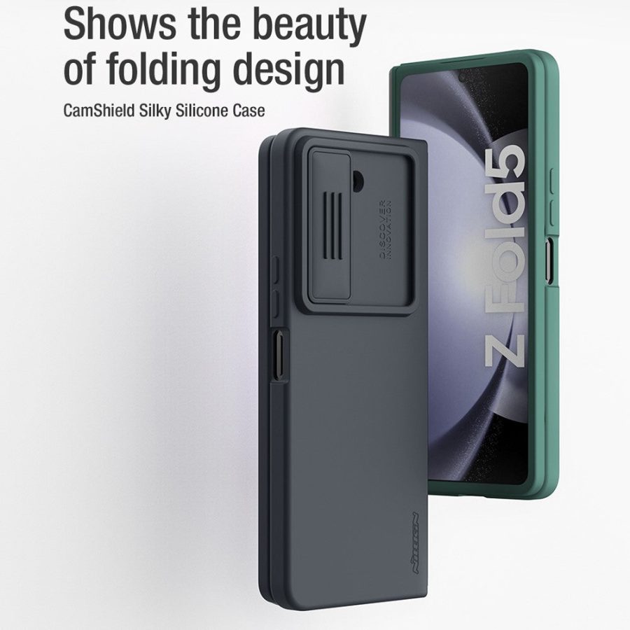 660154295B-7 NILLKIN For Samsung Galaxy Z Fold5 Case Dual Layer Shockproof Hard PC Soft Silicone Phone Cover with Slide Camera Lens