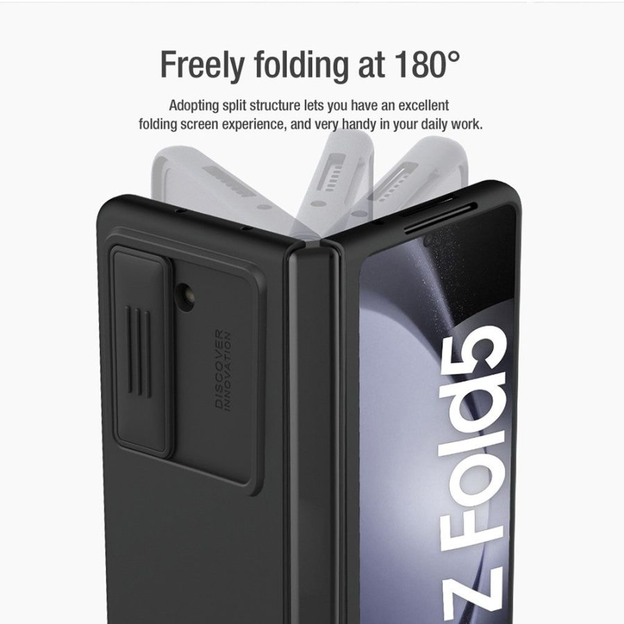 660154295B-9 NILLKIN For Samsung Galaxy Z Fold5 Case Dual Layer Shockproof Hard PC Soft Silicone Phone Cover with Slide Camera Lens