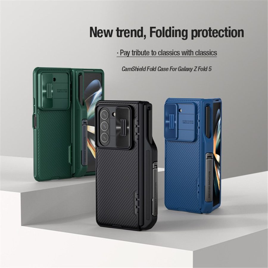 660154298A-6 NILLKIN CamShield Fold For Samsung Galaxy Z Fold5 Case Shockproof Phone Cover Kickstand Shell with Pen Slot