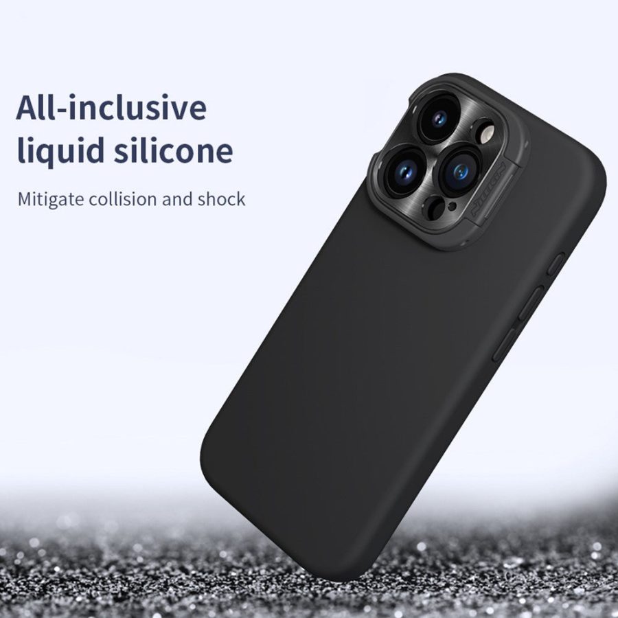 NILLKIN Lenswing Magnetic Phone Case for iPhone 15 Pro Max Camera Lens Guard Kickstand Silicone Cover Compatible with MagSafe