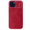 NILLKIN Qin Pro Series for iPhone 15 Plus Slide Camera Lid PU Leather Phone Case Protective Cover with Card Slot