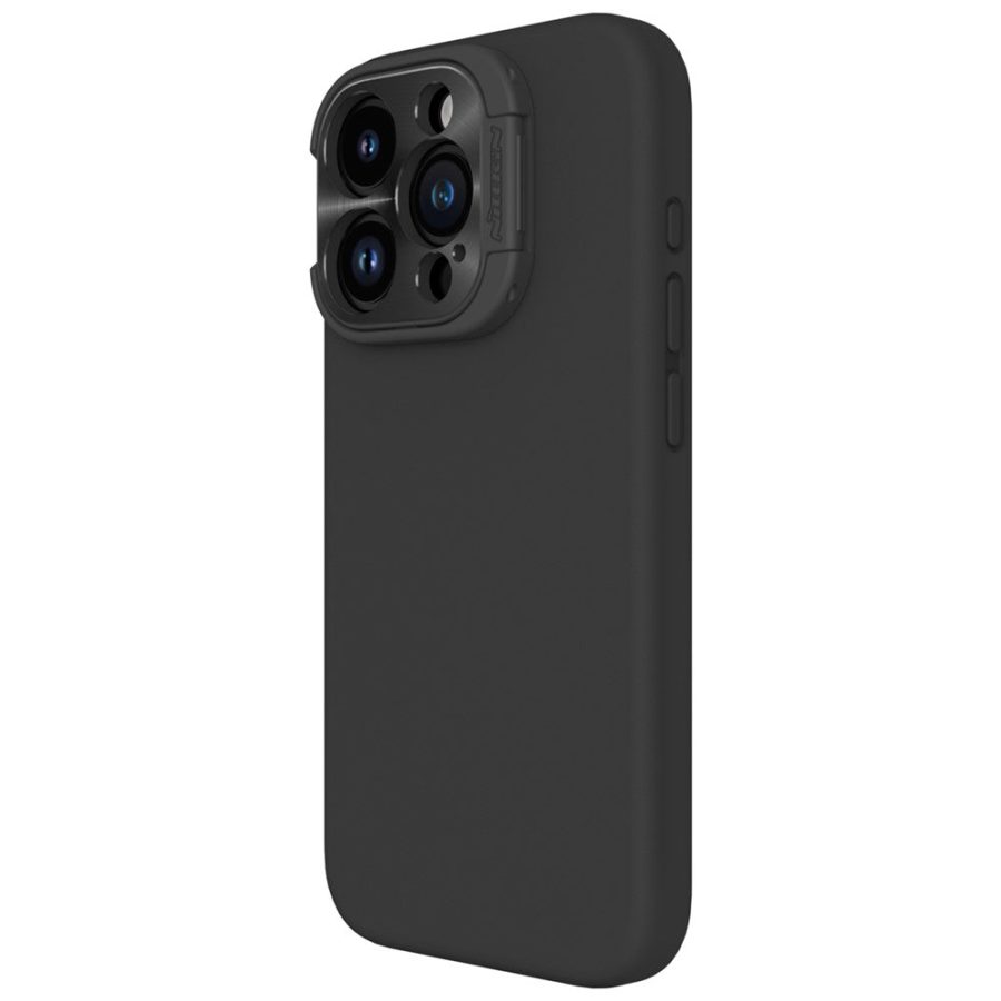 660154305A-6 NILLKIN Lenswing Magnetic Phone Case for iPhone 15 Pro Soft Silicone Camera Lens Frame Kickstand Cover