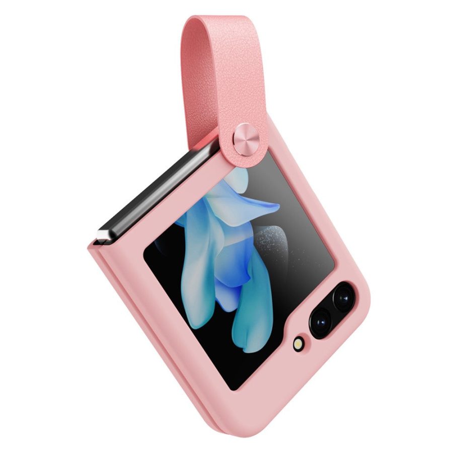 660154306A-4 NILLKIN For Samsung Galaxy Z Flip5 Liquid Case Silicone Finger Strap Kickstand Protective Phone Cover