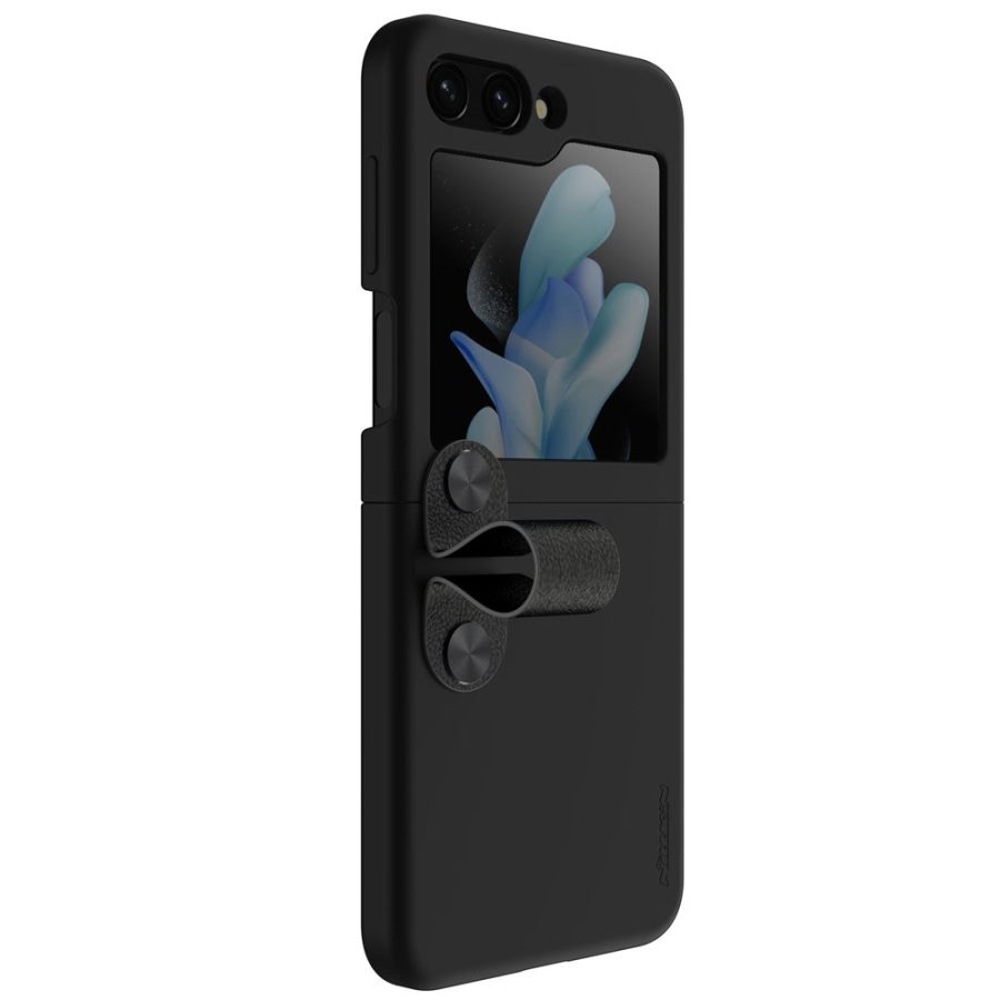 660154306B-1 NILLKIN For Samsung Galaxy Z Flip5 Liquid Case Silicone Finger Strap Kickstand Protective Phone Cover
