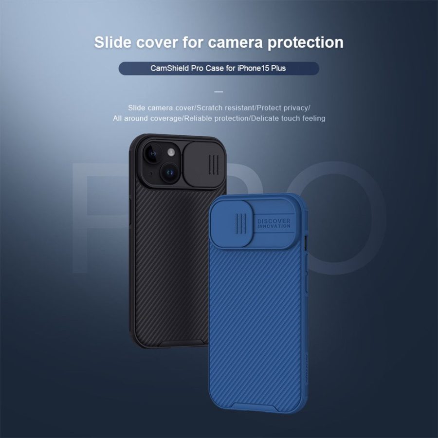 NILLKIN CamShield Pro Series for iPhone 15 Plus Anti-scratch Phone Case Slide Camera Shield PC - TPU Cover
