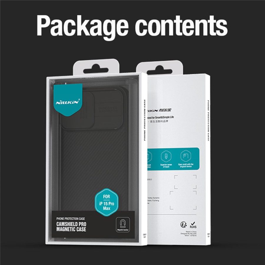 660156697A-10 NILLKIN CamShield Pro Case for iPhone 15 Pro Max Anti-drop Phone Case Camera Lens Protection PC - TPU Magnetic Cover