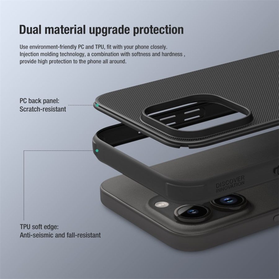 660157866A-7 NILLKIN Super Frosted Shield Pro for iPhone 15 Pro Anti-scratch Phone Case PC - TPU Matte Back Cover