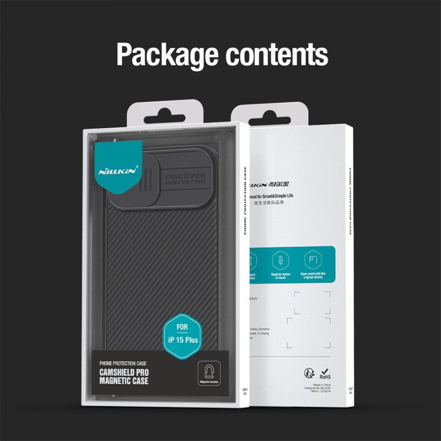 660159136A-8 NILLKIN CamShield Pro Case for iPhone 15 Plus Magnetic Phone Cover Camera Lens Protection PC - TPU Case