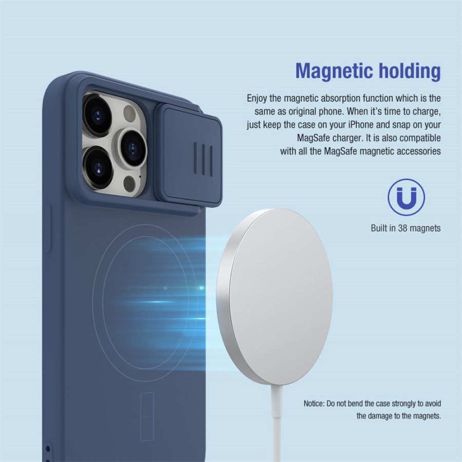 660159662E-6 NILLKIN For iPhone 15 Pro PC - Silicone Phone Case Slide Camera Lid Anti-Drop Cover Compatible with MagSafe