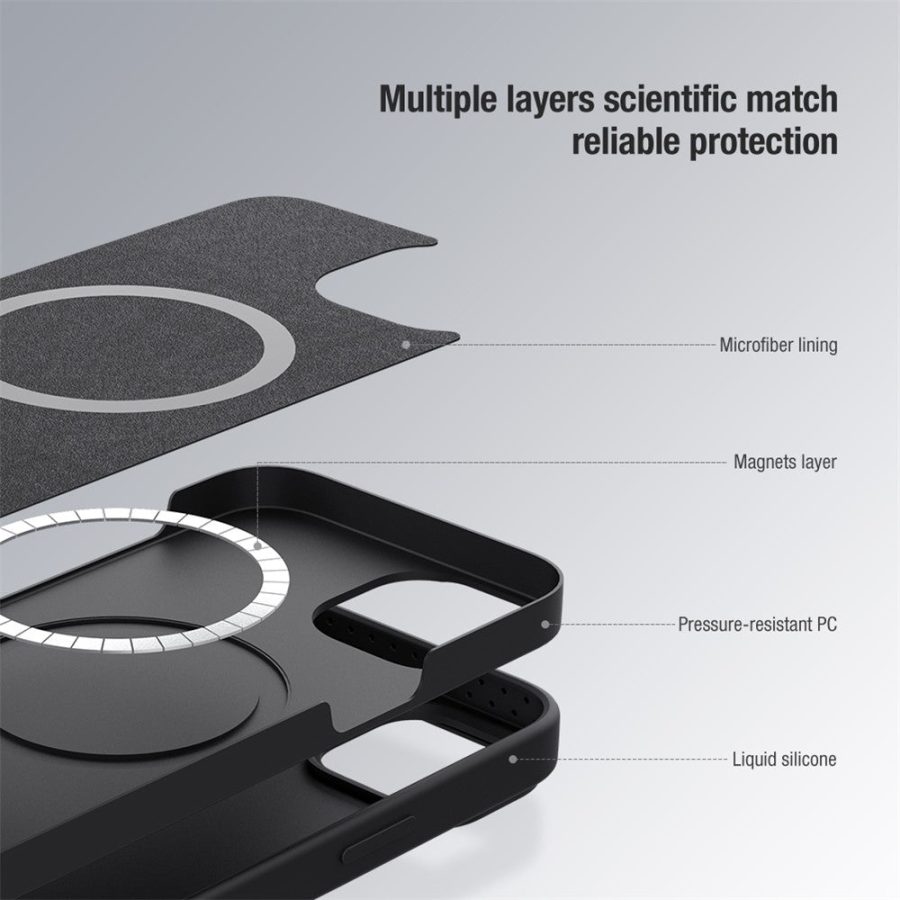 660159662E-8 NILLKIN For iPhone 15 Pro PC - Silicone Phone Case Slide Camera Lid Anti-Drop Cover Compatible with MagSafe