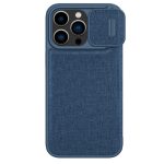 NILLKIN Qin Pro Series for iPhone 15 Pro Shockproof Case Sliding Lens Cover PU Leather Phone Shell with Card Holder