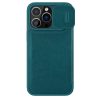 NILLKIN Qin Pro Series for iPhone 15 Pro Shockproof Case Sliding Lens Cover PU Leather Phone Shell with Card Holder