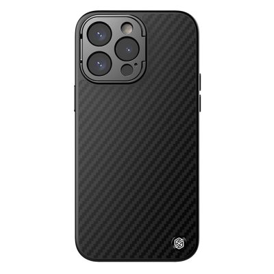 660159933A-1 NILLKIN Carboprof Phone Case for iPhone 15 Pro Camera Kickstand TPU - Aramid Fiber Cover Compatible with MagSafe