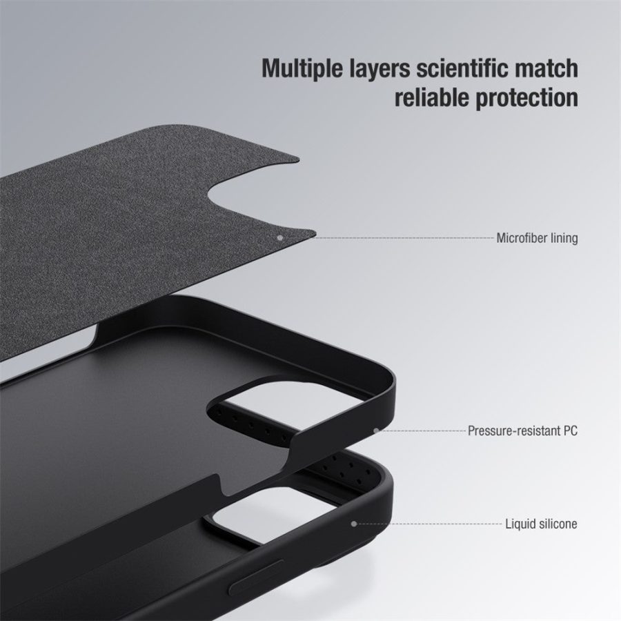 660159941A-4 NILLKIN For iPhone 15 Pro Max Slide Camera Protection Phone Cover Liquid Silicone - PC Back Case