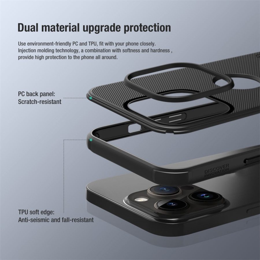 NILLKIN Super Frosted Shield Pro for iPhone 15 Pro Phone Case PC Matte Phone Cover (Logo Hole Design)