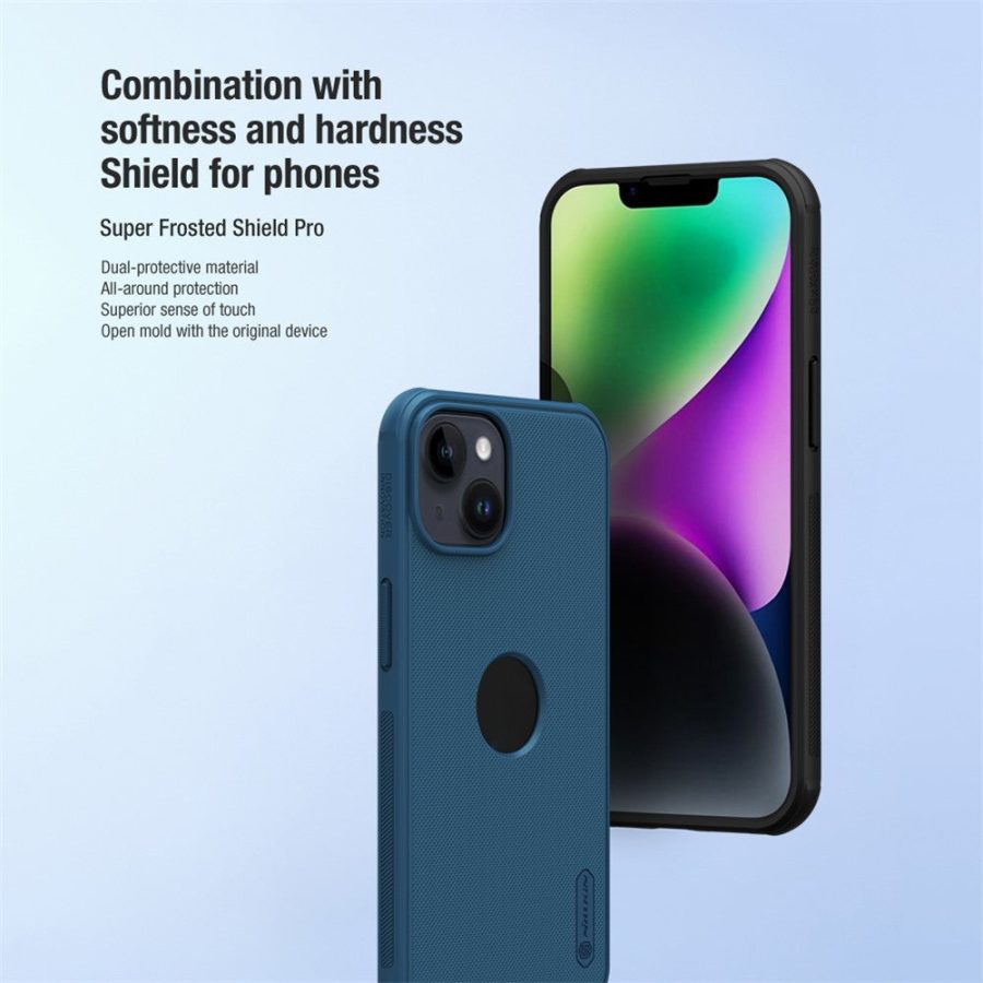 660161212A-3 NILLKIN Super Frosted Shield Pro for iPhone 15 Case Anti-scratch Matte PC Cover (Logo Hole Design)