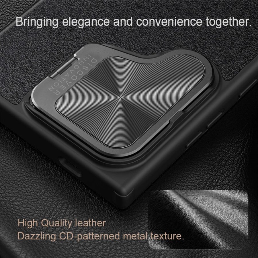 NILLKIN Qin Prop Series for Samsung Galaxy S24 Leather Case Lens Protection Kickstand Phone Cover