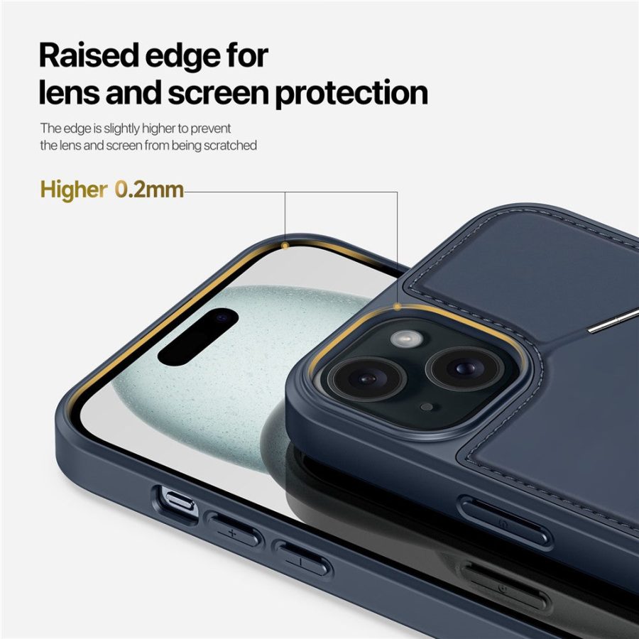 660173177A-10 DUX DUCIS Rafi II Series for iPhone 15 Plus Kickstand Case Magnetic Phone Cover Card Holder