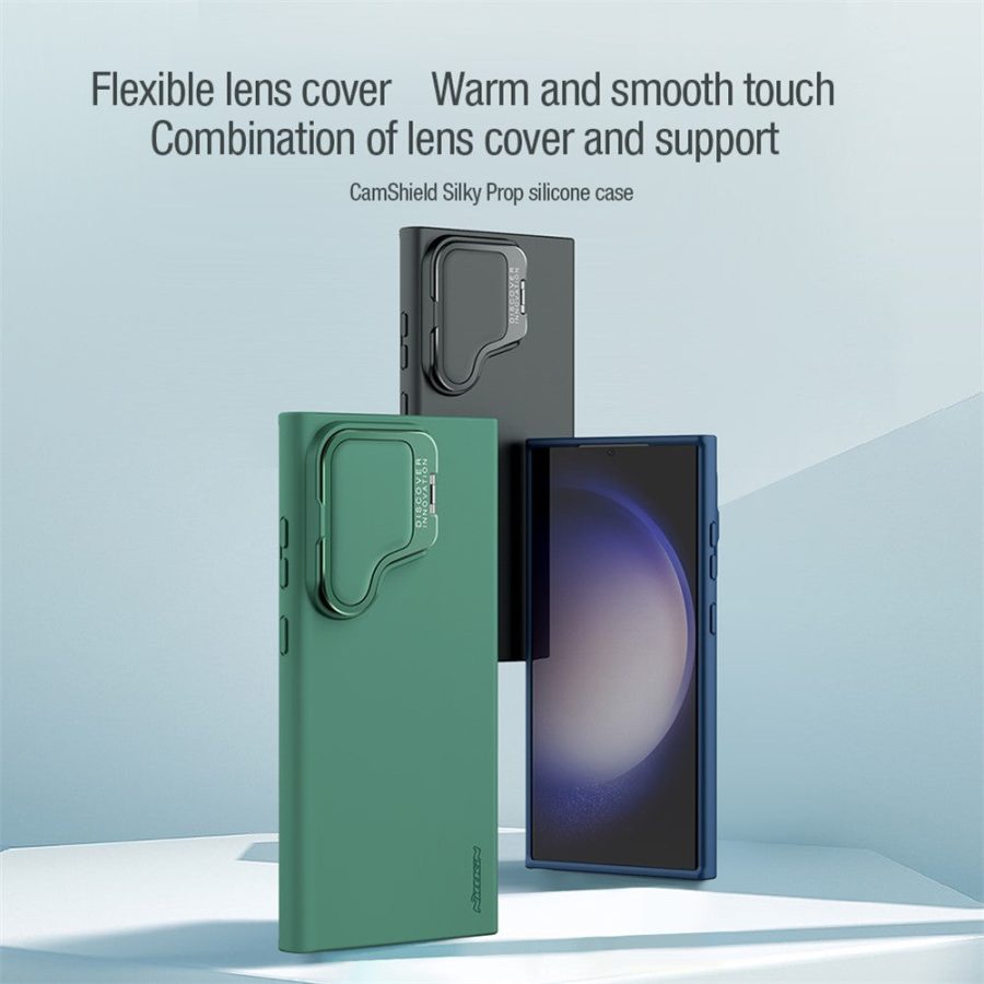NILLKIN Camshield Silky Prop for Samsung Galaxy S24 Ultra Silicone - PC Phone Case Lens Cover Kickstand
