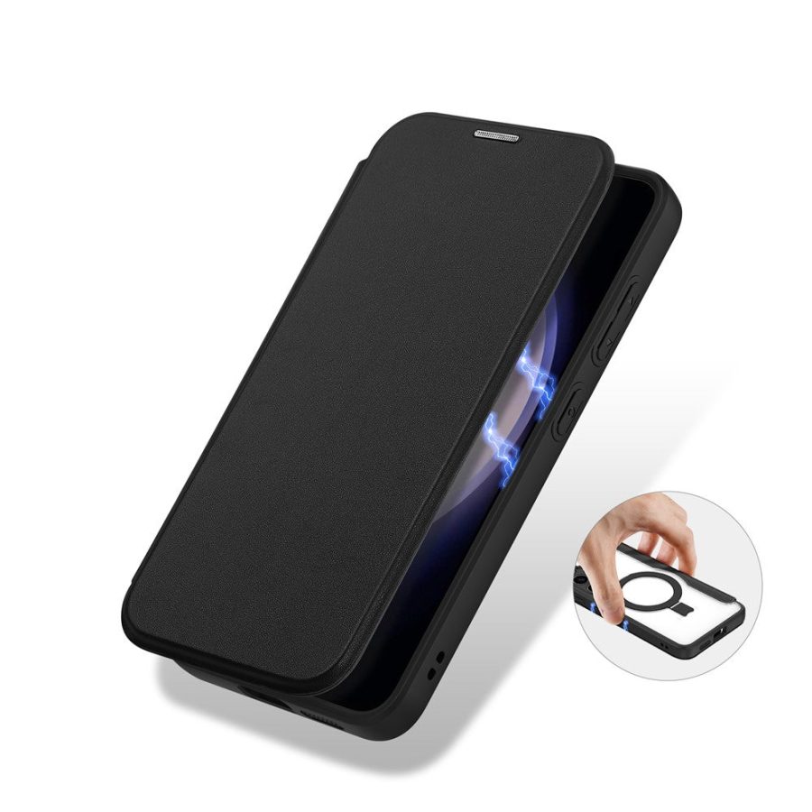660175557A-2 DUX DUCIS Skin X Pro for Samsung Galaxy S24+ Magnetic Case RFID Blocking Card Slots Kickstand Cover