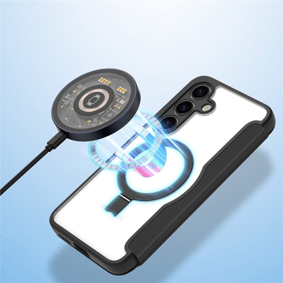 660175557A-6 DUX DUCIS Skin X Pro for Samsung Galaxy S24+ Magnetic Case RFID Blocking Card Slots Kickstand Cover