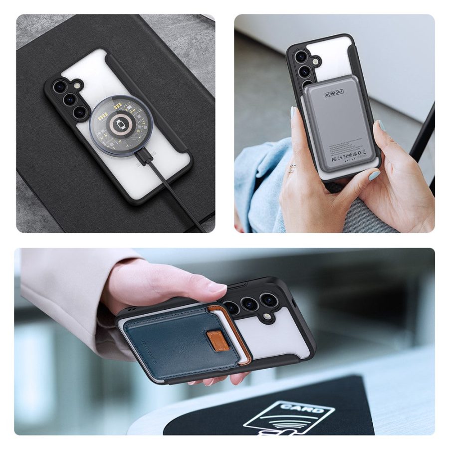 660175557A-7 DUX DUCIS Skin X Pro for Samsung Galaxy S24+ Magnetic Case RFID Blocking Card Slots Kickstand Cover