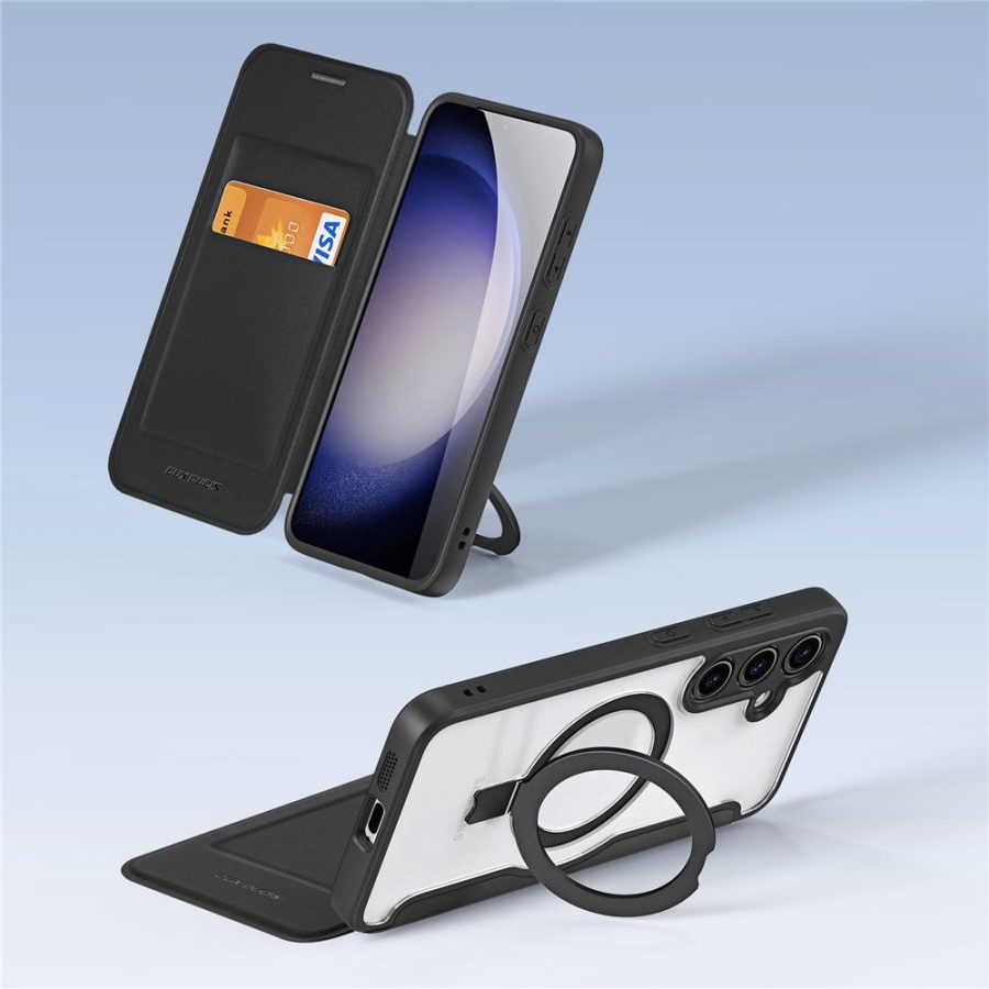 660175557A-8 DUX DUCIS Skin X Pro for Samsung Galaxy S24+ Magnetic Case RFID Blocking Card Slots Kickstand Cover