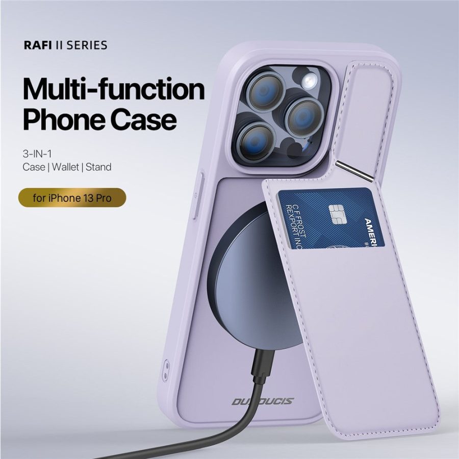 660177387C-4 DUX DUCIS Rafi II Series for iPhone 13 Pro Phone Case Card Slots Cover RFID Blocking Protection
