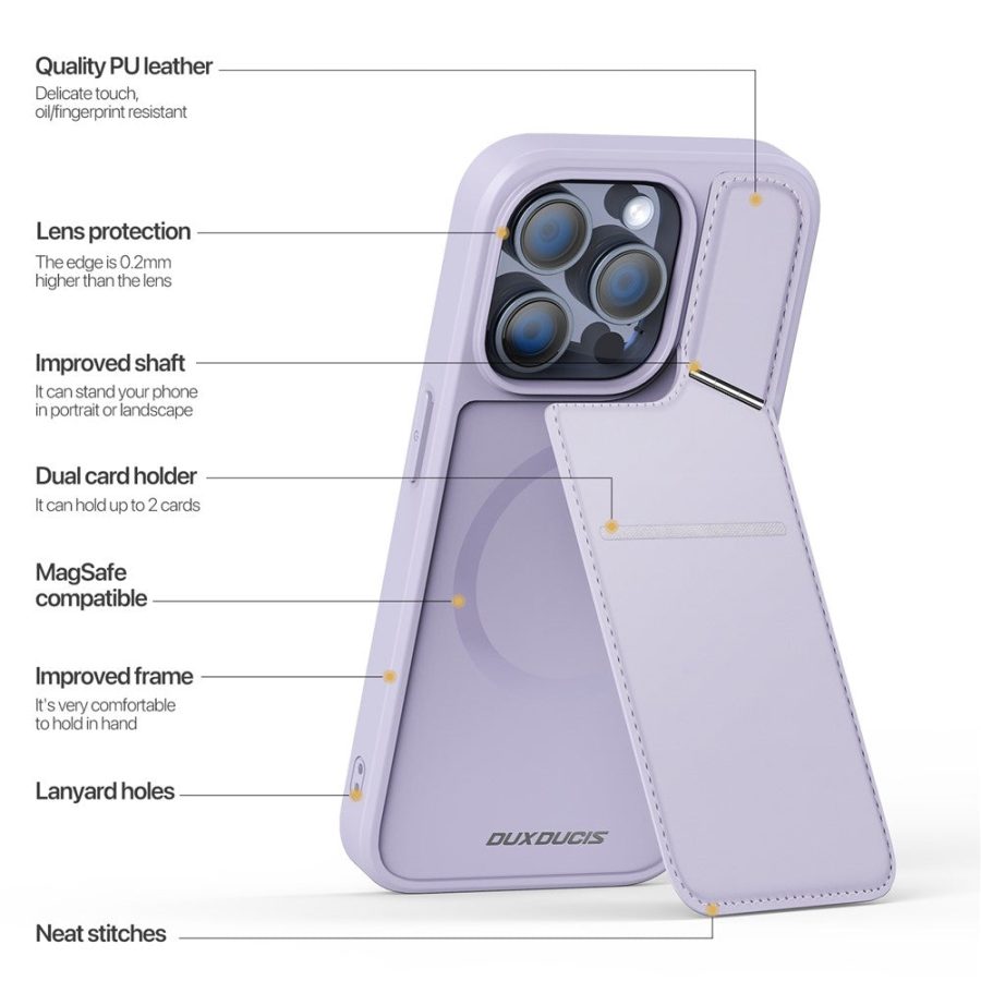660177387C-5 DUX DUCIS Rafi II Series for iPhone 13 Pro Phone Case Card Slots Cover RFID Blocking Protection