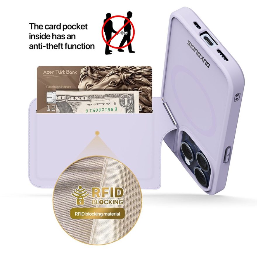 660177387C-9 DUX DUCIS Rafi II Series for iPhone 13 Pro Phone Case Card Slots Cover RFID Blocking Protection
