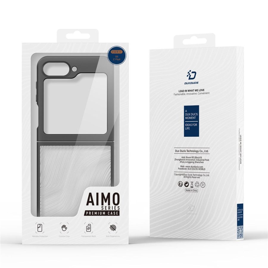 660188288A-11 DUX DUCIS Aimo Series For Samsung Galaxy Z Flip7 FE / Z Flip6 Black Case Drop Proof TPU - PC Phone Cover (REACH Certification)