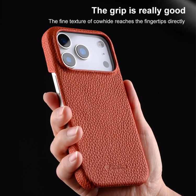MELKCO Half-wrapped Genuine Bovine Leather iPhone Case For iPhone 13-17 Series