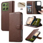Split Leather Flip Cover For Motorola Edge 60 / Edge 60 Fusion Case RFID Blocking Wallet with Magnetic Clasp
