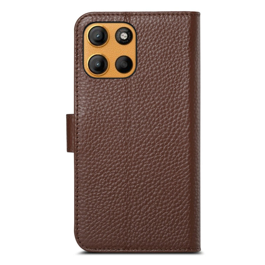 6601237924C-7 Split Leather Flip Cover For Motorola Moto G86 / Moto G86 Power Case RFID Blocking Wallet with Magnetic Clasp
