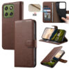 Split Leather Flip Cover For Motorola Edge 60 Pro Case RFID Blocking Wallet with Magnetic Clasp
