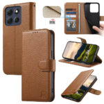 Split Leather Flip Cover For Motorola Moto G67 Power / Moto G57 Power Case RFID Blocking Wallet with Magnetic Clasp