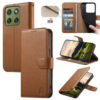 6601237927B-1 Split Leather Flip Cover For Motorola Moto G77 / Moto G67 Case RFID Blocking Wallet with Magnetic Clasp