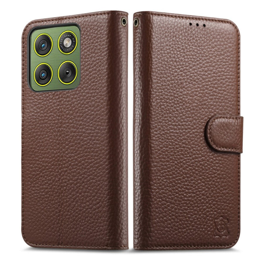 6601237927C-5 Split Leather Flip Cover For Motorola Moto G77 / Moto G67 Case RFID Blocking Wallet with Magnetic Clasp
