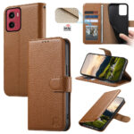 Split Leather Flip Cover For Motorola Moto G06 / Moto G06 Power Case RFID Blocking Wallet with Magnetic Clasp