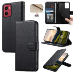 Split Leather Flip Cover For Motorola Moto G06 / Moto G06 Power Case RFID Blocking Wallet with Magnetic Clasp