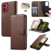6601237928C-1 Split Leather Flip Cover For Motorola Moto G06 / Moto G06 Power Case RFID Blocking Wallet with Magnetic Clasp