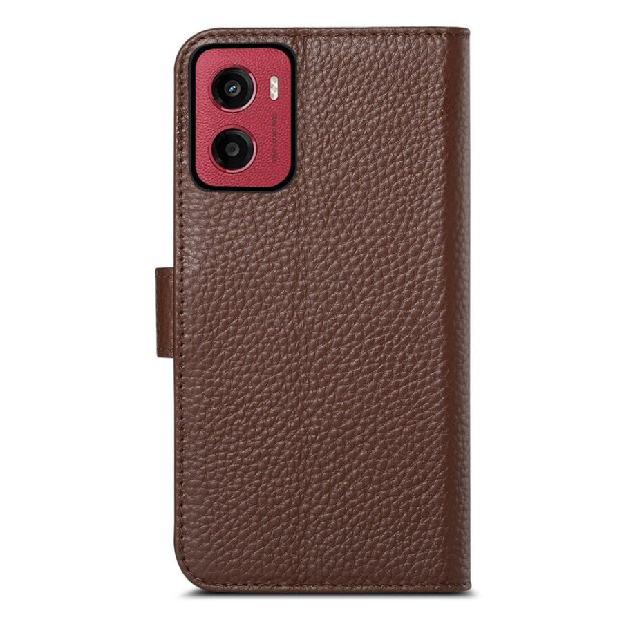6601237928C-7 Split Leather Flip Cover For Motorola Moto G06 / Moto G06 Power Case RFID Blocking Wallet with Magnetic Clasp