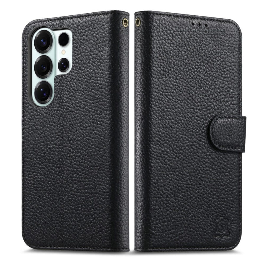 Split Leather Flip Cover For Samsung Galaxy S25 Ultra Case RFID Blocking Wallet with Magnetic Clasp