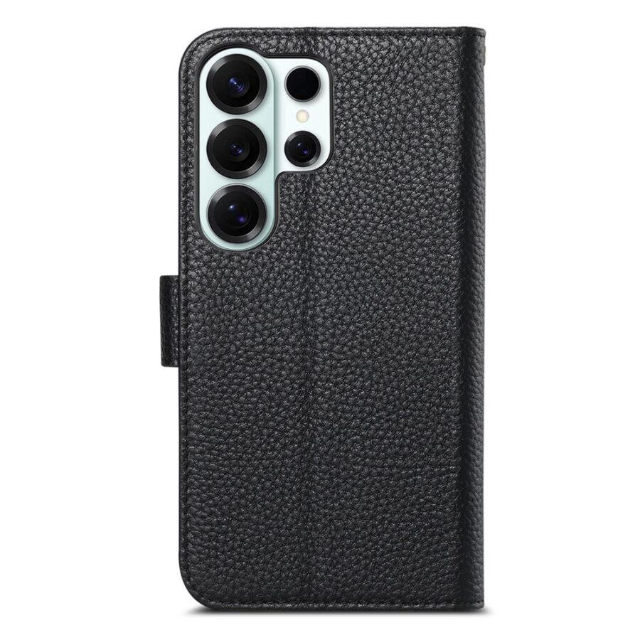 Split Leather Flip Cover For Samsung Galaxy S25 Ultra Case RFID Blocking Wallet with Magnetic Clasp