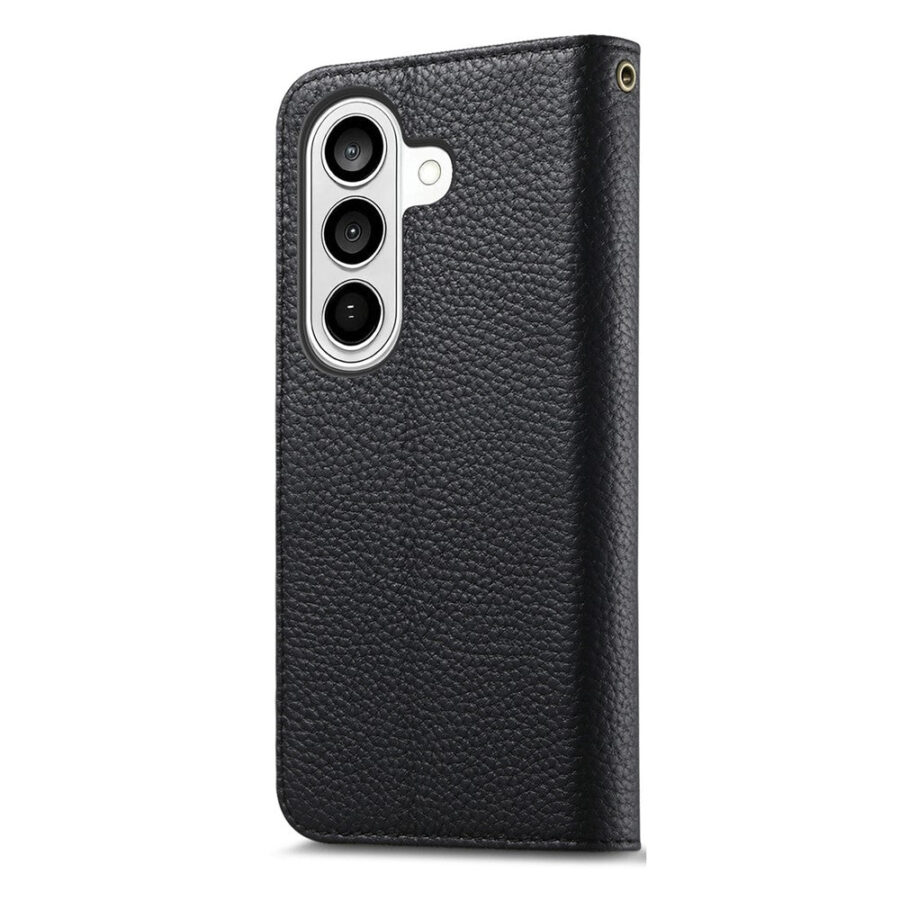 6601237937C-7 Split Leather Flip Cover For Samsung Galaxy S25 FE Case RFID Blocking Wallet with Magnetic Clasp