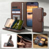 6601237945B-12 Split Leather Flip Cover For Google Pixel 11 Pro / Pixel 11 Case RFID Blocking Wallet with Magnetic Clasp