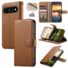6601237945C-1 Split Leather Flip Cover For Google Pixel 11 Pro / Pixel 11 Case RFID Blocking Wallet with Magnetic Clasp