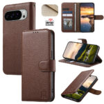 Split Leather Flip Cover For Google Pixel 10 Pro XL / Pixel 9 Pro XL Case RFID Blocking Wallet with Magnetic Clasp