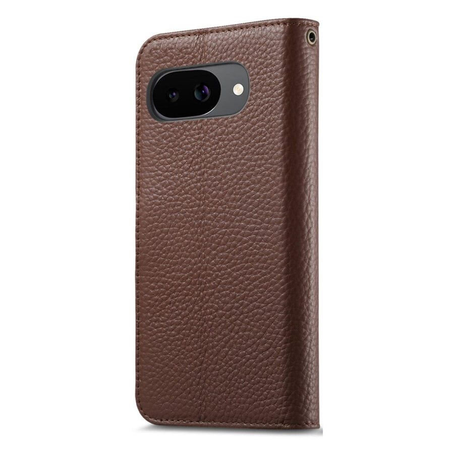 6601237949B-14 Split Leather Flip Cover For Google Pixel 10A Case RFID Blocking Wallet with Magnetic Clasp
